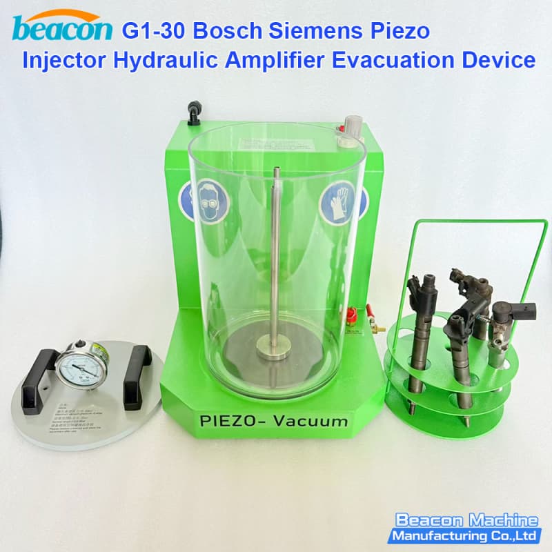 piezo injector hydraulic amplifier evacuation machine for diesel fuel system servicing piezo injector hydraulic amplifier evacuation machine for diesel fuel system servicing
